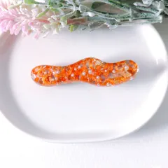 no.271　レジン　ヘアクリップ　金木犀　パール　金箔　波型