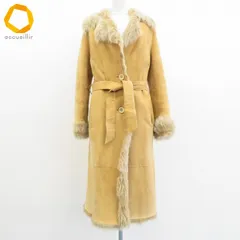 バーニーズニューヨーク BARNEYSNEWYORK イタリア製 ラムレザー 本革 ムートンコート ロング ファー 40 リボン [x979157]