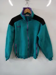 ピA93●Colombia●コロンビア●フリースフルジップジャケット●長袖●袖リブ●sizeМ●緑×紫×黒●ヴィンテージ