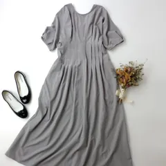 N. NATURAL BEAUTY BASIC エヌ ナチュラルビューティーベーシック ウエストタックワンピース ロング ドルマン フレア M グレー (101Y＋8121)26N