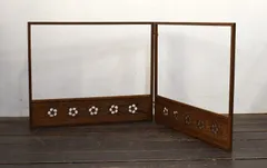 【蔵A4798a】茶道具　風炉先屏風　桑　梅文透かし