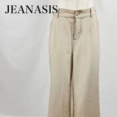 JEANASIS　ジーナシス　F　ベージュ　ウエストゴム　オフィスカジュアル　脚長美脚　体型カバー　シンプル無地　ストレートパンツ 3261