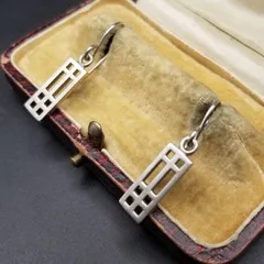 Kit Heath 英国 ヴィンテージ長方形 オープンワーク フレーム 925 シルバーフック ピアス 銀 シンプル 小ぶり スタイリッシュ Y23-D