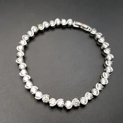 キュービックジルコニア 煌めき ウェーブ ヴィンテージ テニス ブレスレット 上品 エレガント シルバートーン コスチューム Y23-F④