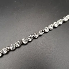 キュービックジルコニア 煌めき ウェーブ ヴィンテージ テニス ブレスレット 上品 エレガント シルバートーン コスチューム Y23-F⑥