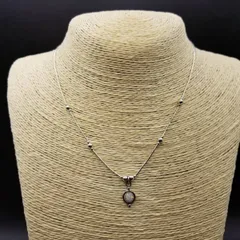 人工オパール ラウンド カボション スターリングシルバー ビンテージ ネックレス ペンダント チャーム レトロ ジュエリー 輸入 7Y-E