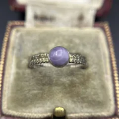 ラベンダーカラー 年輪 ラウンド 925 シルバー ヴィンテージ リング 銀 指輪レトロ 紫系 編み込み バンド ロープ 7Y-D②