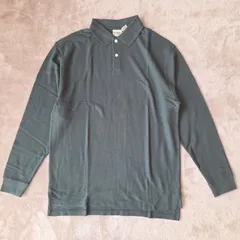 未使用！LL.Bean／長袖ポロシャツ メンズ S相当 綿100％ ダークグリーン系 定番 人気 深めカラー 上質カジュアル