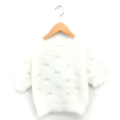 アースミュージック&エコロジー EARTH MUSIC & ECOLOGY ニット シャギー セーター モックネック リボン柄 刺繍 半袖 F アイボリー /TT3