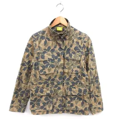エーグル AIGLE ミリタリージャケット ベルト ドローストリング コットン 綿 比翼仕立て 花柄 M ベージュ /NT30のサムネイル