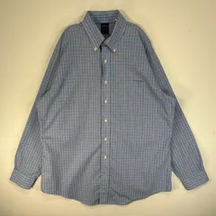 古着 ブルックスブラザーズ Brooks Brothers 長袖シャツ NON-IRON ボタンダウン 胸ポケ XL  ブルー系 チェック メンズ
