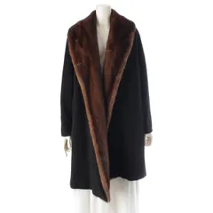 マックスマーラ ミンク ウール カシミヤ ファー コート ブラック 36【中古】
