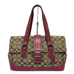 COACH(コーチ) ハンドバッグ ハンプトンズシグネチャーサッチェル F12644 カーキ×ピンク レザー