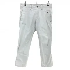 オークリー パンツ ライトグレー×白 細ストライプ ロゴダークグレー ティー装着可 メンズ 34 ゴルフウェア Oakley