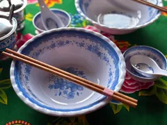 【メラミン青花 ボウルM ⑤】ベトナム料理/フォー/ブンボーフエ/アジア麺/エスニック料理/どんぶり