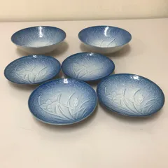 〇有田焼 青白磁 アヤメ柄 小皿4客 小鉢 2客【未使用に近い】