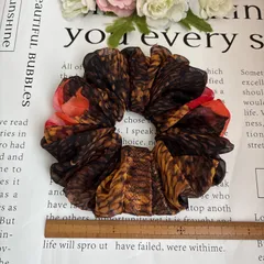 ハンドメイドシュシュ☆ブラウン花柄