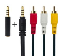 Brand New 3.5mm to 3 RCA Male Plug to RCA Stereo Audio Video AUX Cable (3.5mm Straight Head 1.5m) for AV Camcorders