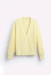 S-M)ZARA ザラ イエロー ニット カーディガン オーバーサイズ コットン混 9598 441