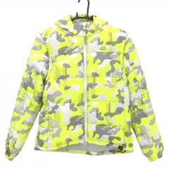 ニューバランスゴルフ 2WAY中綿ジャケット グレー×イエロー カモフラ柄 迷彩 フード・袖着脱可 レディース 1(M) ゴルフウェア New Balance