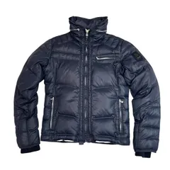 古着 ディーゼル DIESEL ダウンジャケット クリーニング済み スタンドカラー ネイビーグレー メンズ Mサイズ