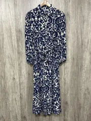 ZARA ザラ 総柄 花柄 Iライン ワンピース sizeM/白ｘ紺 ◇■ レディース