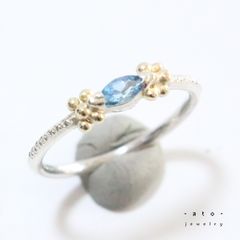 アレキサンドライトキャッツアイのK10YG粒々ミル打ちシルバーリング約