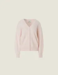 (新) タグ If ～また逢えたら～ アンゴラ Vネック 華奢フィット カーディガン _ ピンク