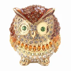 【新品 未使用】ジュエリーボックス リーフ クリスタル オウル フクロウ ピィアース クリスマス EX5552