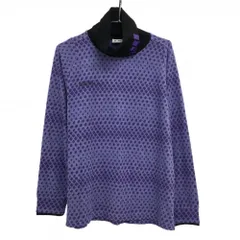 【美品】アディダス 長袖ハイネックシャツ パープル×白 総柄 微起毛 メンズ O/XG ゴルフウェア adidas