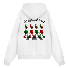 【クリスマス限定】グリーン パーカー 背面プリント アニマルモチーフ フード付き M-4XLサイズ