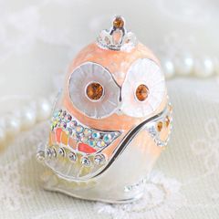 【新品 未使用】ジュエリーボックス ティアラフクロウ 鳥 縁起物 キャンディオレンジ ピィアース クリスマス EX5757