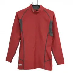 【超美品】アンダーアーマー ハイネックインナーシャツ レッド×グレー 裏微起毛 ネックロゴ白 メンズ XL ゴルフウェア UNDER ARMOUR