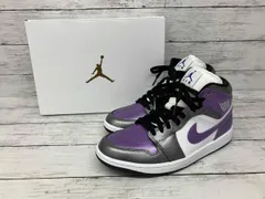 NIKE／スニーカー／Women's Air Jordan 1 Mid Metallic Purple／HJ5911-105／パープル×ホワイト×シルバー／26.5cm