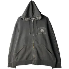 古着 ハーレーダビッドソン Harley-Davidson ドクロ柄 スカル柄 バックロゴ スウェットフルジップパーカー メンズXL相当/eaa602241