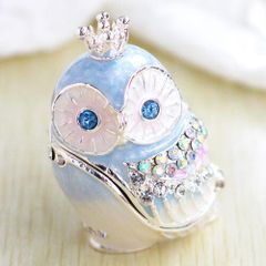 【新品 未使用】ジュエリーボックス クラウンフクロウ フェアリーブルー ピィアース クリスマス EX516-1