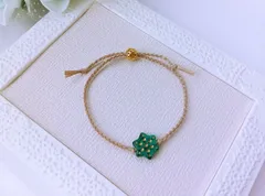 チェコドットスターとミルクココアカラーのワックスコードブレスレット☆