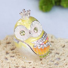 【新品 未使用】ジュエリーボックス クラウンフクロウ シトロンイエロー ピィアース クリスマス EX516-2