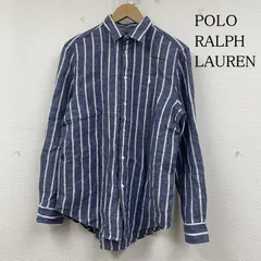 ポロラルフローレン 現行タグ リネン 長袖 シャツ ブラウス Shirt ロングスリーブ ポニーロゴ 刺繍 ストライプ メンズ M ISItems【USED】【古着】【中古】50147631