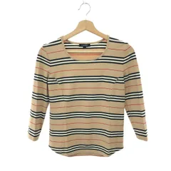 BURBERRY LONDON バーバリーロンドン ボーダーカットソー サイズ:1 ホースロゴ刺繍/七分袖   コットン混 ベージュ レディース / 240001172762