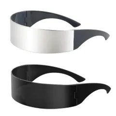 [SALUDABLE] サイバーパンク おもしろメガネ 近未来 ガジェット SF コスプレ 2本セット (ブラック x シルバー)