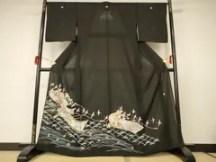 平和屋着物＊夏物　黒留袖　絽　作家物　花鳥文　正絹　逸品　AABD4537jd