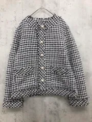 美品 Rope Picnic ロペピクニック GDV52110 ツイード ノーカラー ジャケット size38/黒×白 ◇■ レディース