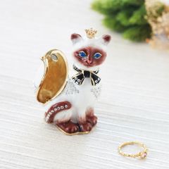【新品 未使用】ジュエリーボックス クラウンキャット シャム猫 ピィアース クリスマス EX556-2