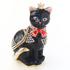 【新品 未使用】ジュエリーボックス クラウンキャット 黒猫 ピィアース クリスマス EX556-3