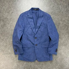 美USED BANANA REPUBLIC Tailored Jacket バナナ・リパブリック バナリパ テーラードジャケット シングル リネン混 ストレッチ ブルー系 メンズ 34-REG