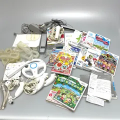 NK116 【ジャンク品】Nintendo Wii  本体　ゲームソフト　コントローラー　マリオカートハンドル　カラオケマイク等まとめ売り