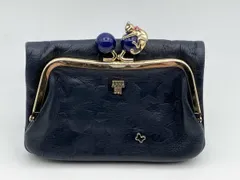 ANNA SUI／二つ折り財布／ネコ／がま口／ネイビー