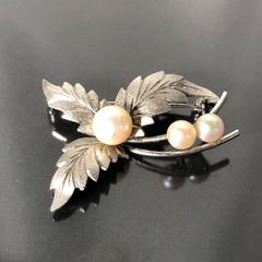 田崎真珠 パール 百合の花モチーフ SILVER ブローチ アクセサリー