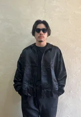 90s ブラックサテンブルゾン　ヴィンテージビンテージ50s60s70s80scomoli AURALEE A.PRESSEコモリ オーラリーアプレッセ常田須田stussy supreme19soovyナイロンジャケットオーバーサイズ